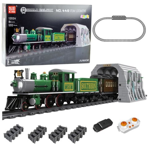 LEAN Toys Klocki Konstrukcyjne Pociąg Parowy Zdalnie Sterowany RC Zielony 1212 el. LEAN Toys Klocki Konstrukcyjne Pociąg Parowy Zdalnie Sterowany RC Zielony 1212 el.