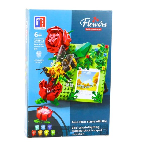 LEAN Toys Klocki Konstrukcyjne Ramka Na Zdjęcie Z Różą I Pszczołą 278 el. LEAN Toys Klocki Konstrukcyjne Ramka Na Zdjęcie Z Różą I Pszczołą 278 el.