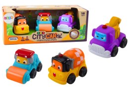 LEAN Toys Zestaw Pojazdów Budowlanych Dla Maluchów Gumowe Miękkie