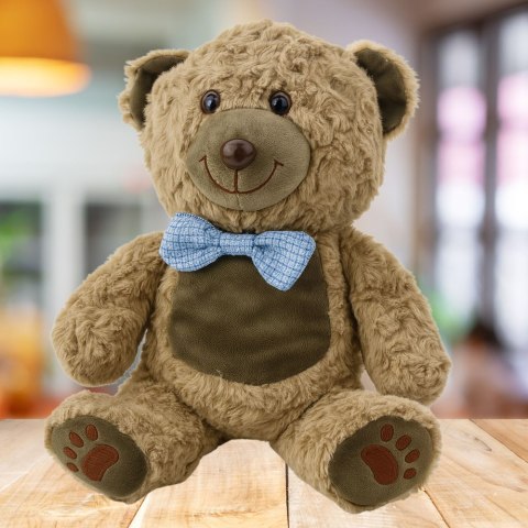LEAN Toys Pluszowa Maskotka Przytulanka Miś Niebieska Mucha Jasnobrązowy 30cm LEAN Toys Pluszowa Maskotka Przytulanka Miś Niebieska Mucha Jasnobrązowy 30cm