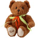 LEAN Toys Pluszowa Maskotka Przytulanka Miś Zielono-Czerwona Kokarda Brązowy 30cm