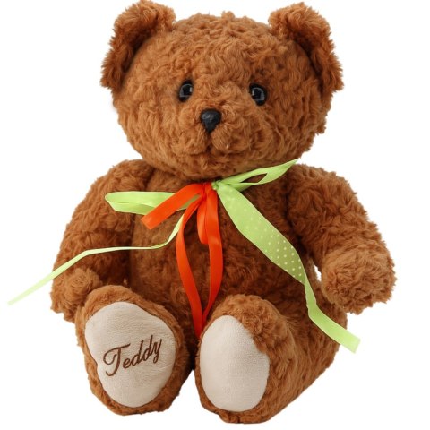 LEAN Toys Pluszowa Maskotka Przytulanka Miś Zielono-Czerwona Kokarda Brązowy 30cm LEAN Toys Pluszowa Maskotka Przytulanka Miś Zielono-Czerwona Kokarda Brązowy 30cm