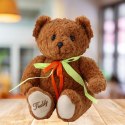 LEAN Toys Pluszowa Maskotka Przytulanka Miś Zielono-Czerwona Kokarda Brązowy 30cm