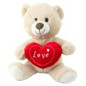 LEAN Toys Pluszowa Maskotka Przytulanka Miś z Sercem Kremowy Beżowy 30cm LEAN Toys Pluszowa Maskotka Przytulanka Miś z Sercem Kremowy Beżowy 30cm