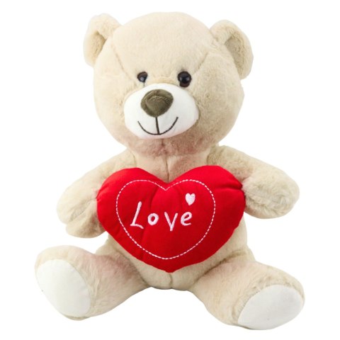 LEAN Toys Pluszowa Maskotka Przytulanka Miś z Sercem Kremowy Beżowy 30cm LEAN Toys Pluszowa Maskotka Przytulanka Miś z Sercem Kremowy Beżowy 30cm