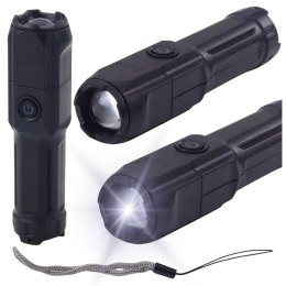 LEAN Latarka LED Regulacja Zoom 3 Tryby Świecenia Ładowanie USB Czarna
