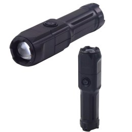 LEAN Latarka LED Regulacja Zoom 3 Tryby Świecenia Ładowanie USB Czarna