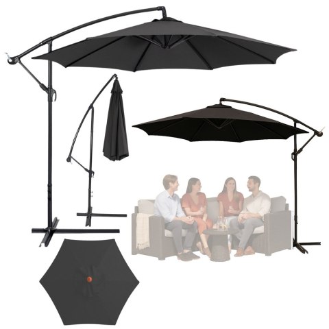 LEAN Parasol Ogrodowy Boczny Z Regulacją Pochyłu Pokrowiec 350 x 250cm Antracyt LEAN Parasol Ogrodowy Boczny Z Regulacją Pochyłu Pokrowiec 350 x 250cm Antracyt