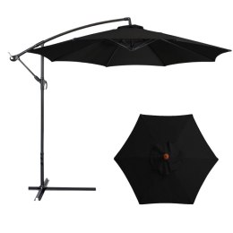 LEAN Parasol Ogrodowy Boczny Z Regulacją Pochyłu Pokrowiec 350 x 250cm Czarny
