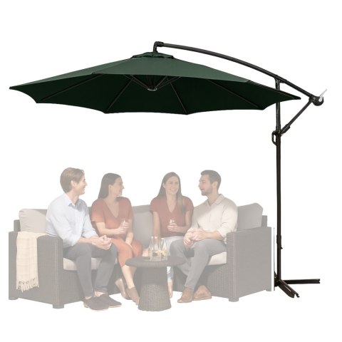 LEAN Parasol Ogrodowy Boczny Z Regulacją Pochyłu Pokrowiec 350 x 250cm Zielony LEAN Parasol Ogrodowy Boczny Z Regulacją Pochyłu Pokrowiec 350 x 250cm Zielony