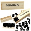 LEAN TOYS Gra Logiczna Rodzinna Domino 32 Płytki Drewniane Czarne