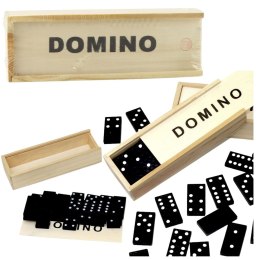 LEAN TOYS Gra Logiczna Rodzinna Domino 32 Płytki Drewniane Czarne