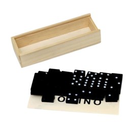 LEAN TOYS Gra Logiczna Rodzinna Domino 32 Płytki Drewniane Czarne