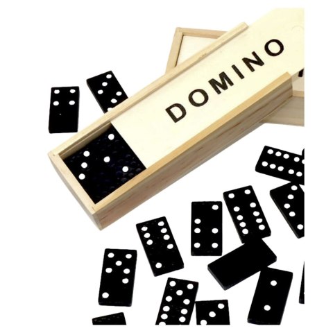 LEAN TOYS Gra Logiczna Rodzinna Domino 32 Płytki Drewniane Czarne LEAN TOYS Gra Logiczna Rodzinna Domino 32 Płytki Drewniane Czarne