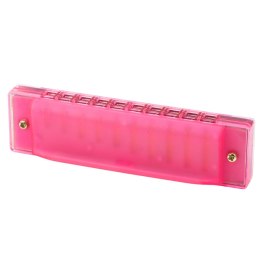 LEAN TOYS Harmonijka Ustna 10-Otworowa Dla Dzieci Początkujących Etui Różowa