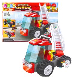 LEAN TOYS Klocki Konstrukcyjne Pojazd Strażacki Wóz z Drabiną 67 el.