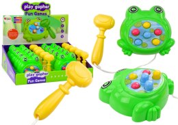 LEAN TOYS Mini Gra Wac A Mole Żabka Młotek Na Sznurku Zielona