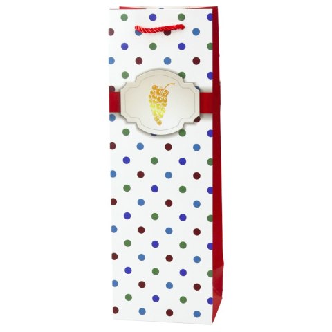 LEAN Torba Prezentowa Na Wino Butelkę W Kropki 35 x 12 x 9 cm LEAN Torba Prezentowa Na Wino Butelkę W Kropki 35 x 12 x 9 cm
