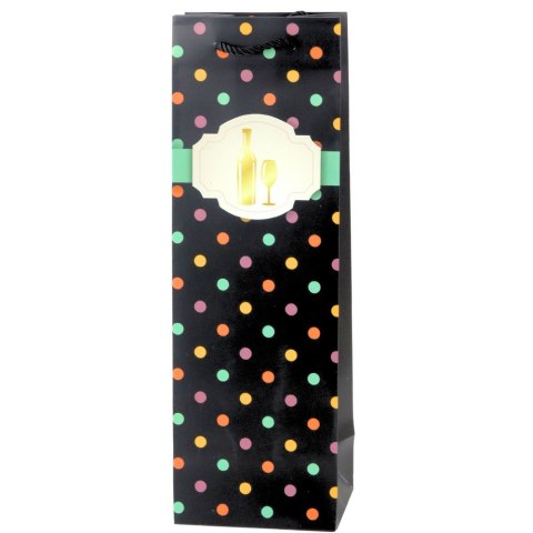 LEAN Torba Prezentowa Na Wino Butelkę W Kropki 35 x 12 x 9 cm LEAN Torba Prezentowa Na Wino Butelkę W Kropki 35 x 12 x 9 cm