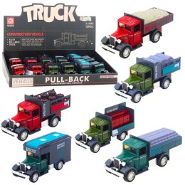 LEAN Toys Ciężarówka Klasyczna Metalowa Napęd Pull Back Światła Dźwięki