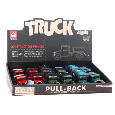 LEAN Toys Ciężarówka Klasyczna Metalowa Napęd Pull Back Światła Dźwięki LEAN Toys Ciężarówka Klasyczna Metalowa Napęd Pull Back Światła Dźwięki
