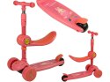 LEAN Toys Hulajnoga Trójkołowa Balansowa Siodełko Różowa Muzyka Diody Królik