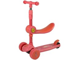 LEAN Toys Hulajnoga Trójkołowa Balansowa Siodełko Różowa Muzyka Diody Królik