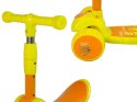 LEAN Toys Hulajnoga Trójkołowa Balansowa Siodełko Żółte Muzyka Diody Wiewiórka
