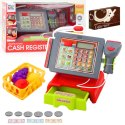 LEAN Toys Kasa Sklepowa Dla Dzieci Akcesoria Koszyk Owoce Światła Dźwięki Czerwona