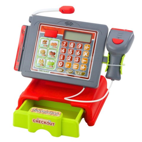 LEAN Toys Kasa Sklepowa Dla Dzieci Akcesoria Koszyk Owoce Światła Dźwięki Czerwona LEAN Toys Kasa Sklepowa Dla Dzieci Akcesoria Koszyk Owoce Światła Dźwięki Czerwona