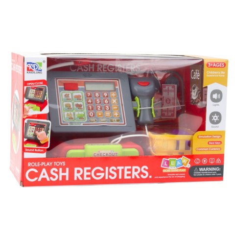LEAN Toys Kasa Sklepowa Dla Dzieci Akcesoria Koszyk Owoce Światła Dźwięki Czerwona LEAN Toys Kasa Sklepowa Dla Dzieci Akcesoria Koszyk Owoce Światła Dźwięki Czerwona
