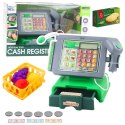 LEAN Toys Kasa Sklepowa Dla Dzieci Akcesoria Koszyk Owoce Światła Dźwięki Zielona