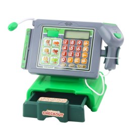 LEAN Toys Kasa Sklepowa Dla Dzieci Akcesoria Koszyk Owoce Światła Dźwięki Zielona