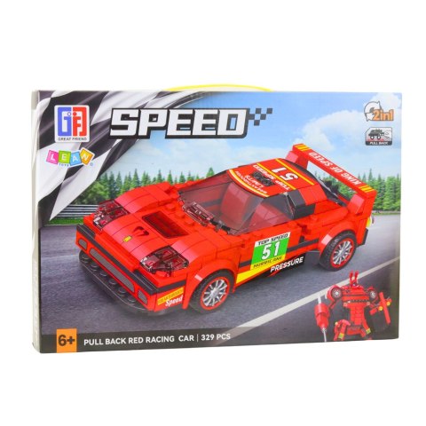 LEAN Toys Klocki Konstrukcyjne Auto Robot 2w1 Czerwony Napęd 329 el. LEAN Toys Klocki Konstrukcyjne Auto Robot 2w1 Czerwony Napęd 329 el.