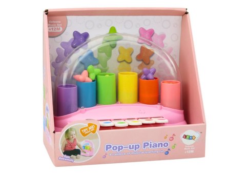 LEAN Toys Pianinko Interaktywne Z Wyskakującymi Gwiazdkami Różowe LEAN Toys Pianinko Interaktywne Z Wyskakującymi Gwiazdkami Różowe