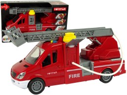 LEAN Toys Samochód Ciężarówka Straż Pożarna Czerwona Woda Dźwięki Światła