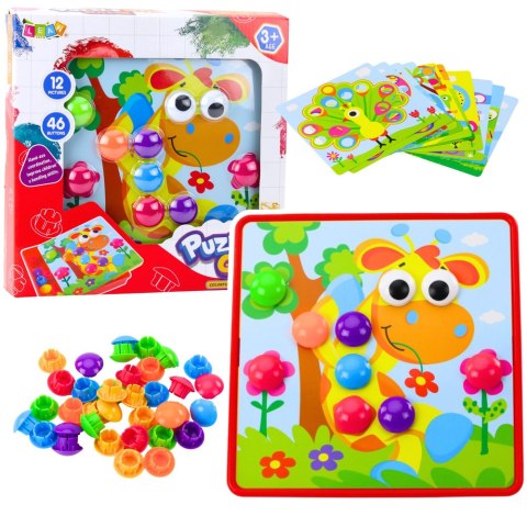 LEAN Toys Układanka Guzikowa Mozaika Kreatywna Kolorowa 12 Plansz 46 Guzików LEAN Toys Układanka Guzikowa Mozaika Kreatywna Kolorowa 12 Plansz 46 Guzików