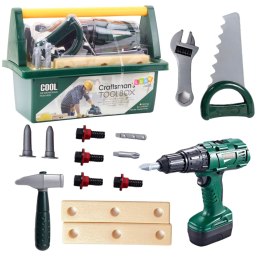 LEAN Toys Zestaw Majsterkowicza Narzędzia W Skrzynce Wkrętarka Na Baterie 14 el.