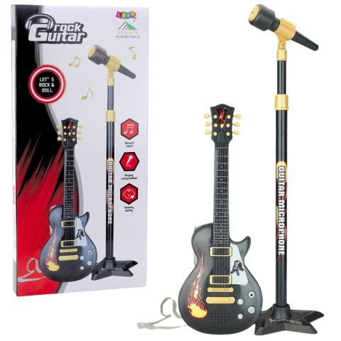 LEAN Toys Zestaw Muzyczny Dla Dzieci Gitara Statyw Z Mikrofonem Czarny LEAN Toys Zestaw Muzyczny Dla Dzieci Gitara Statyw Z Mikrofonem Czarny