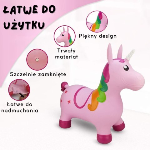 WOOPIE Skoczek Gumowy do Skakania Jednorożec Różowy + Pompka WOOPIE Skoczek Gumowy do Skakania Jednorożec Różowy + Pompka