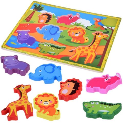 Drewniane puzzle układanka zwierzątka safari 7ele dopasuj kształty ZA5256 Drewniane puzzle układanka zwierzątka safari 7ele dopasuj kształty ZA5256