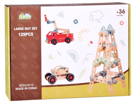 Drewniany Zestaw konstrukcyjny Klocki zbuduj Auto Wieże 129 ele ZA5381 Drewniany Zestaw konstrukcyjny Klocki zbuduj Auto Wieże 129 ele ZA5381