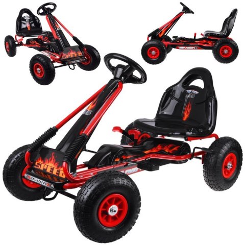 Duży gokart na pedały regulowane siedzisko pompowane koła SP0839 Duży gokart na pedały regulowane siedzisko pompowane koła SP0839