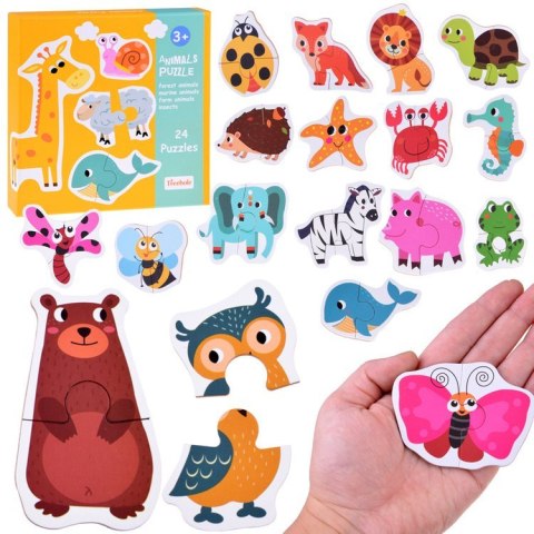 Kolorowe Puzzle układanka 24 Zwierzątka lew krowa motyl lis ZA4749 Kolorowe Puzzle układanka 24 Zwierzątka lew krowa motyl lis ZA4749