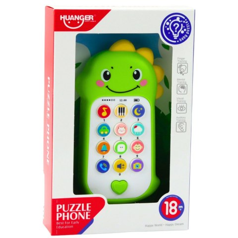LEAN Toys Interaktywny Telefon Edukacyjny Dla Malucha Dźwięki Melodie Dinozaur Zielony LEAN Toys Interaktywny Telefon Edukacyjny Dla Malucha Dźwięki Melodie Dinozaur Zielony