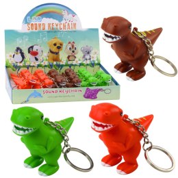 LEAN TOYS Brelok Do Kluczy Plecaka Dinozaur Latarka LED Dźwięki Mix Kolor