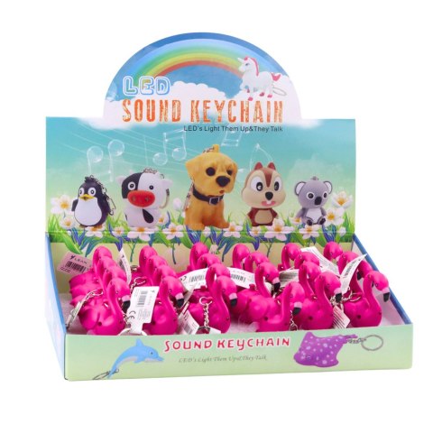 LEAN TOYS Brelok Do Kluczy Plecaka Flaming LED Dźwięki Różowy LEAN TOYS Brelok Do Kluczy Plecaka Flaming LED Dźwięki Różowy