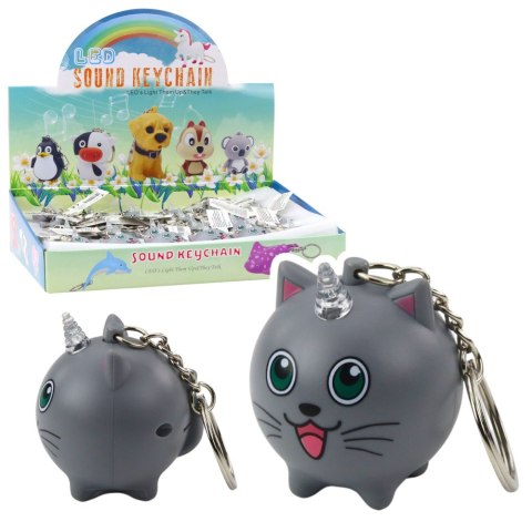 LEAN TOYS Brelok Do Kluczy Plecaka Kotek Jednorożec Róg LED Dźwięki Szary LEAN TOYS Brelok Do Kluczy Plecaka Kotek Jednorożec Róg LED Dźwięki Szary