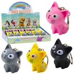LEAN TOYS Brelok Do Kluczy Plecaka Kotek Latarka LED Dźwięki Mix Kolor