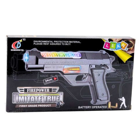 LEAN Toys Broń Pistolet Na Baterie Kolorowe Światła Dźwięki 24cm LEAN Toys Broń Pistolet Na Baterie Kolorowe Światła Dźwięki 24cm